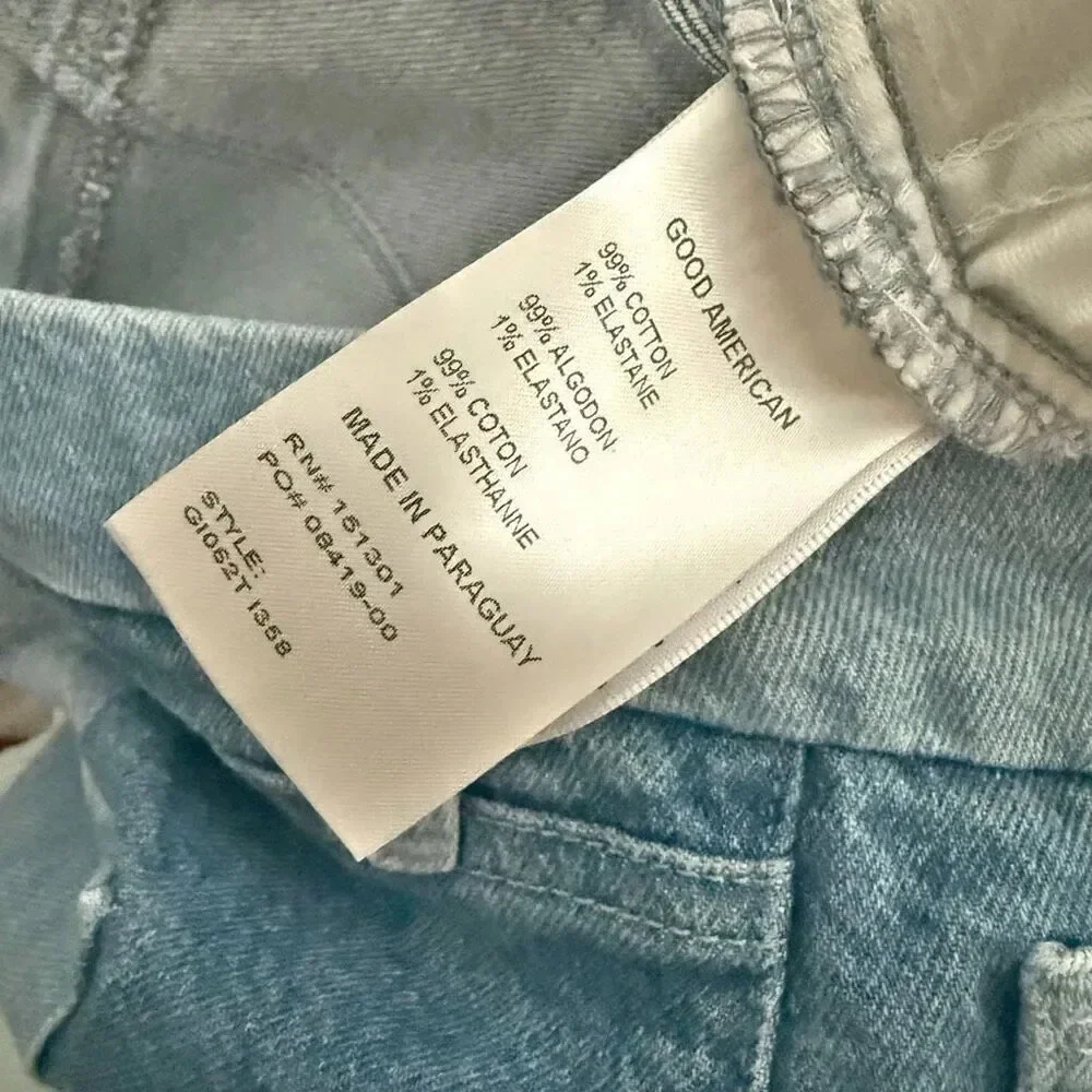 GOOD AMERICAN | Good Icon Patchwork High Waist Jeans Cropped Straight Denim | 14 - Picture 8 of 9